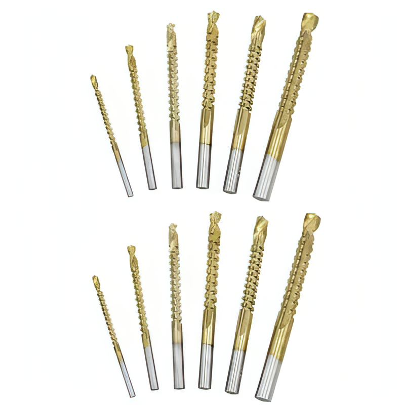 6Pcs Titanium Coated Carbon Steel Drill Bit Kit