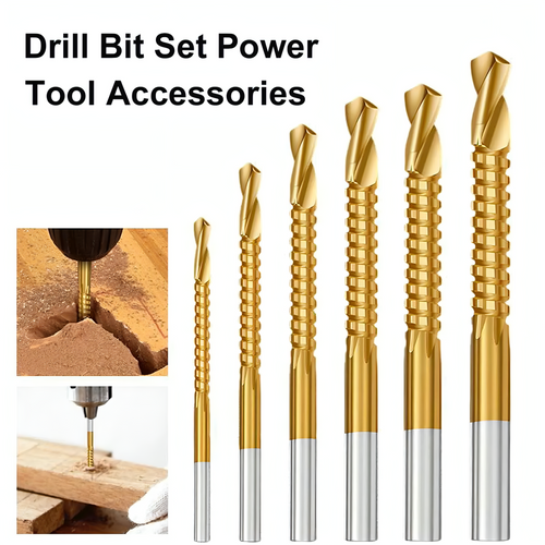 6Pcs Titanium Coated Carbon Steel Drill Bit Kit