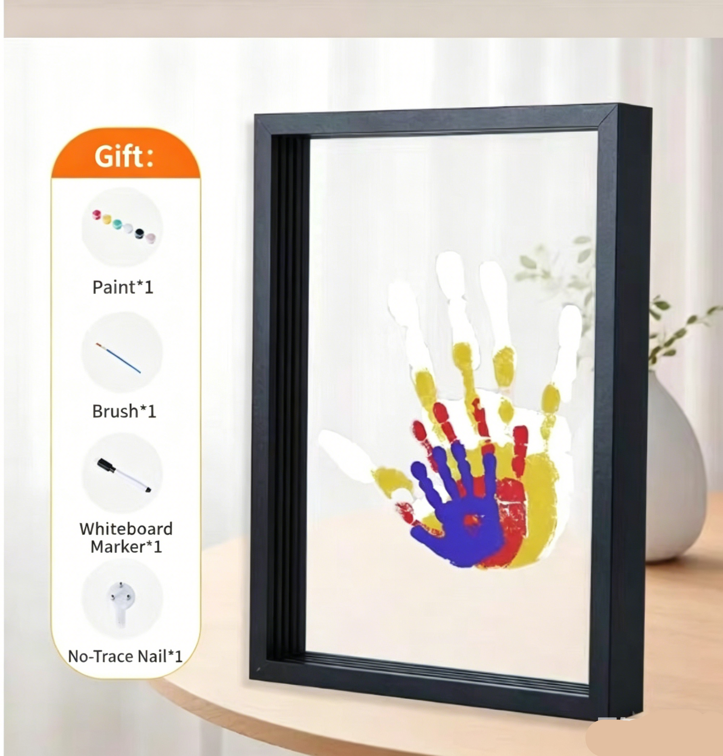 ❤️Wooden Transparent Handprint Frame Set, DIY Family Memorial Gift Kit