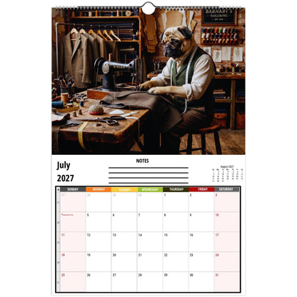 2027 Pugs Working Wall Calendar | Funny Working Pug Dog Monthly Hanging Calendar, 12 Unique Career Pug Illustrations, Home Office Decor, Pet Lover Gift