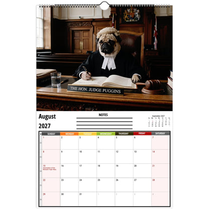 2027 Pugs Working Wall Calendar | Funny Working Pug Dog Monthly Hanging Calendar, 12 Unique Career Pug Illustrations, Home Office Decor, Pet Lover Gift