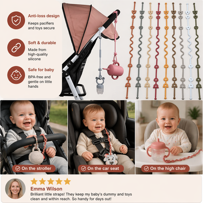 👶Silicone Baby Clip with Anti-Loss Protection – for Pacifiers & Toys