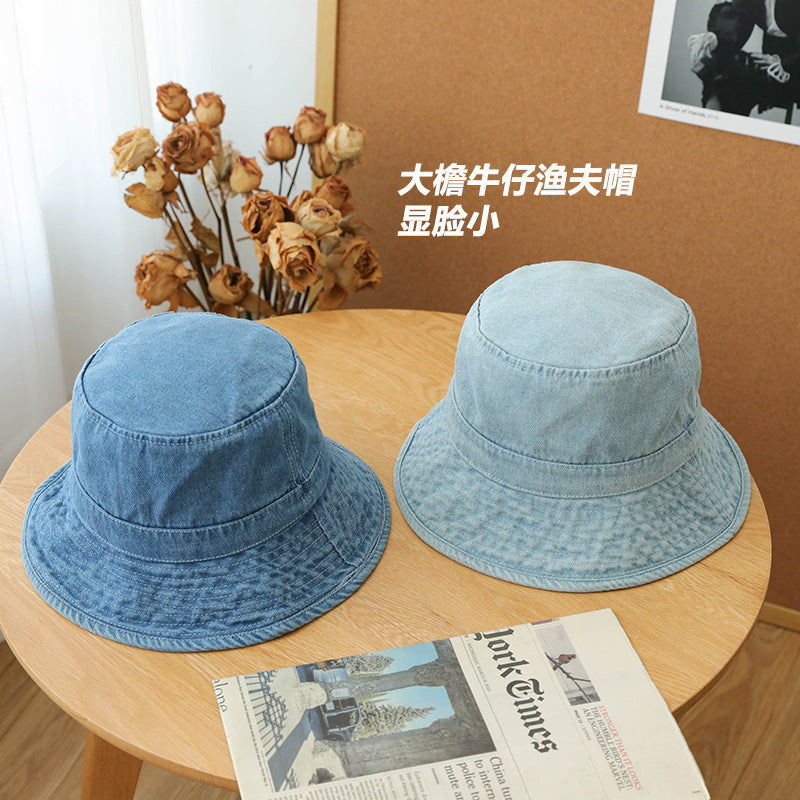 Korean Denim Fisherman Hat For Men With Large Brim To Show Face For Little Girls With Empty Top To Cover Basin Hat Korean Version Versatile Couple Hat