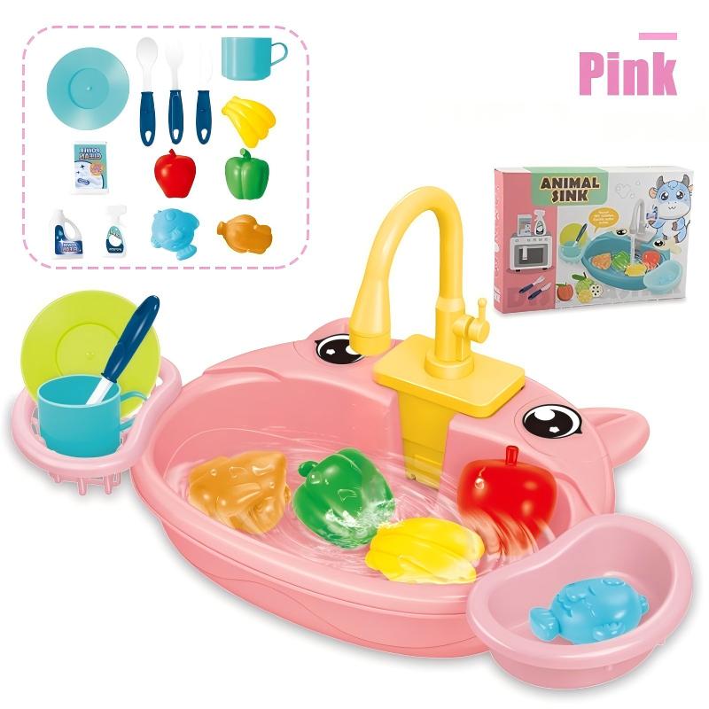 Cute Kitchen Sink Toy Set with Water Faucet