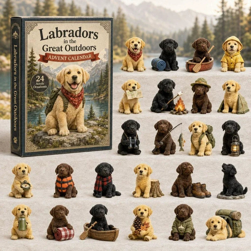🎄2026 Mountain Forest Backpack Labrador Blind Box - 24-Day Festive Countdown, Acrylic Charms Blind Box - Gift For Dog Lovers