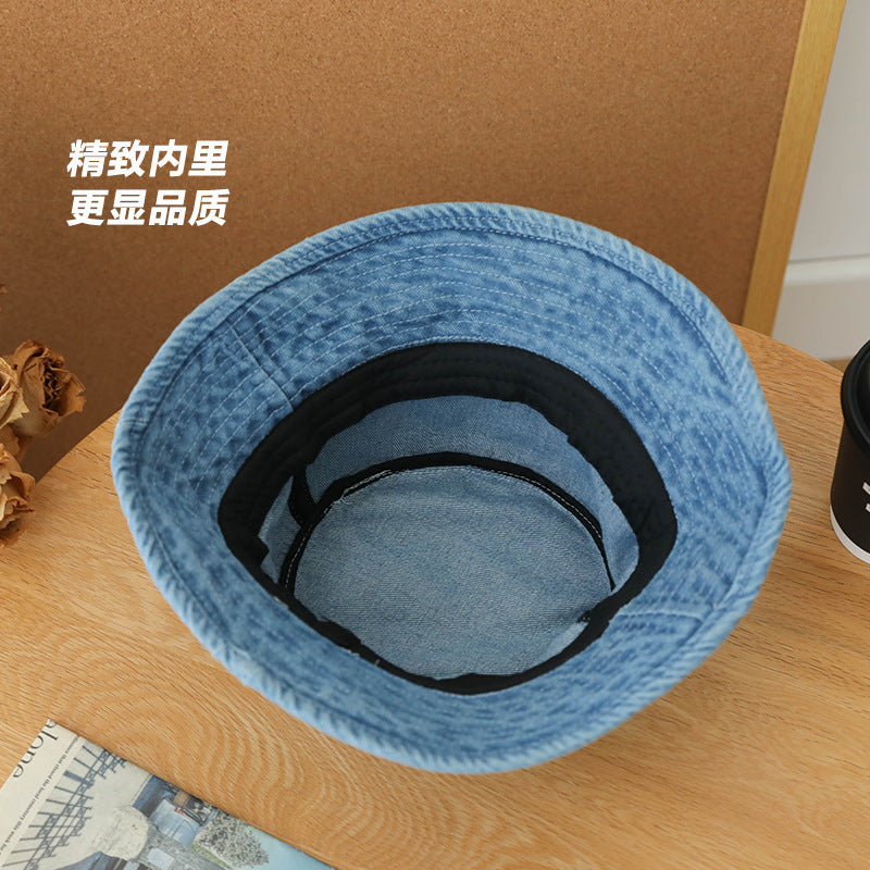 Korean Denim Fisherman Hat For Men With Large Brim To Show Face For Little Girls With Empty Top To Cover Basin Hat Korean Version Versatile Couple Hat