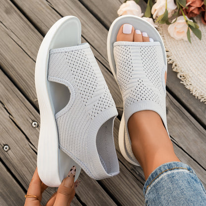 👡 Breathable knitted platform sandals for women – lightweight & comfortable