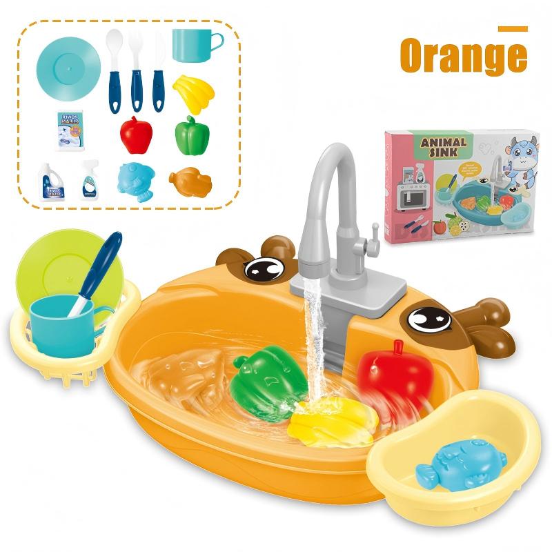 Cute Kitchen Sink Toy Set with Water Faucet