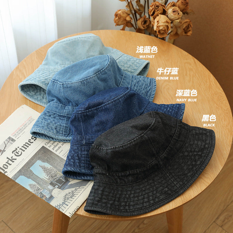 Korean Denim Fisherman Hat For Men With Large Brim To Show Face For Little Girls With Empty Top To Cover Basin Hat Korean Version Versatile Couple Hat