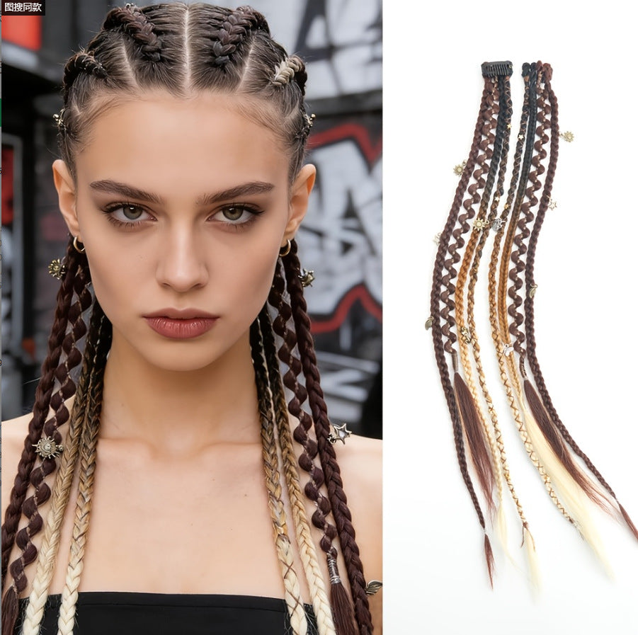Maillard Style Pre-Braided Hair Extensions – Bohemian Braids, Metallic Accents, Festival Ready