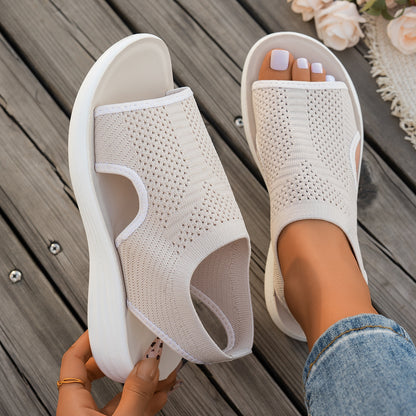 👡 Breathable knitted platform sandals for women – lightweight & comfortable