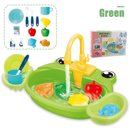 Cute Kitchen Sink Toy Set with Water Faucet