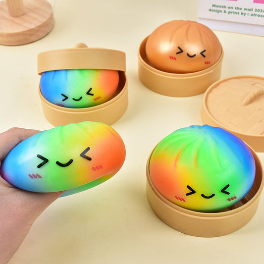 ⭐Ultra-rare Rainbow Smile Bun Squishy