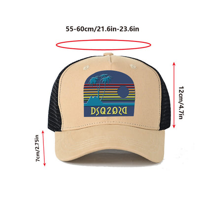 ☀️Vintage Sunset Mesh Trucker Hat – Breathable Adjustable Snapback Cap