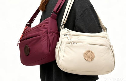 Solid Color Fashionable Multi Pocket Zipper Crossbody Bag