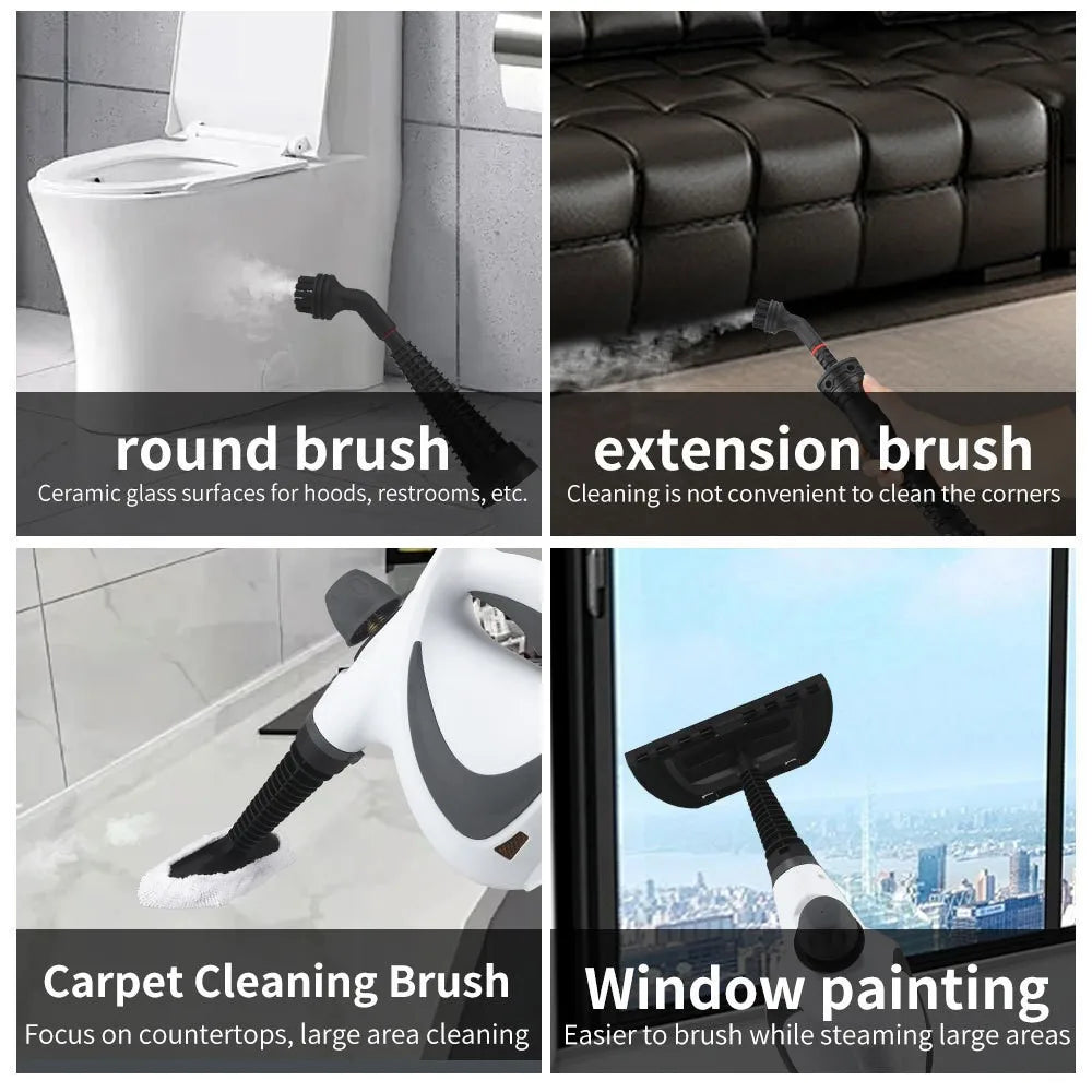 Handheld Pressurized Steam Cleaner with 12-Piece Accessory Kit