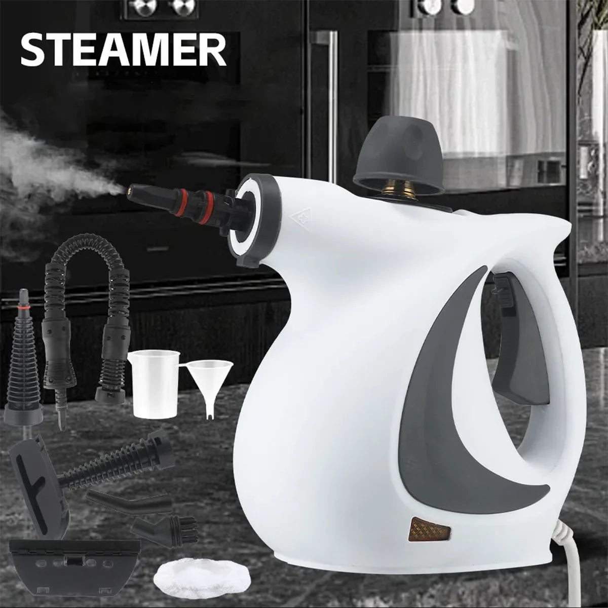 Handheld Pressurized Steam Cleaner with 12-Piece Accessory Kit