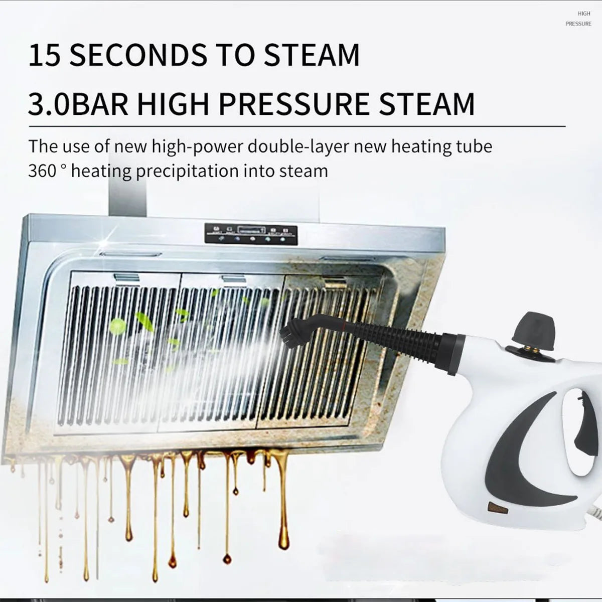 Handheld Pressurized Steam Cleaner with 12-Piece Accessory Kit