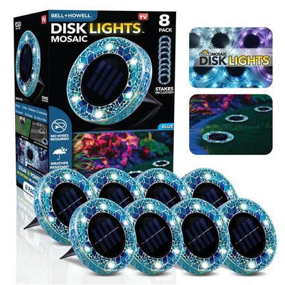🛋️Solar Mosaic Disk Lights – Waterproof LED Pathway Lights with Auto On/Off