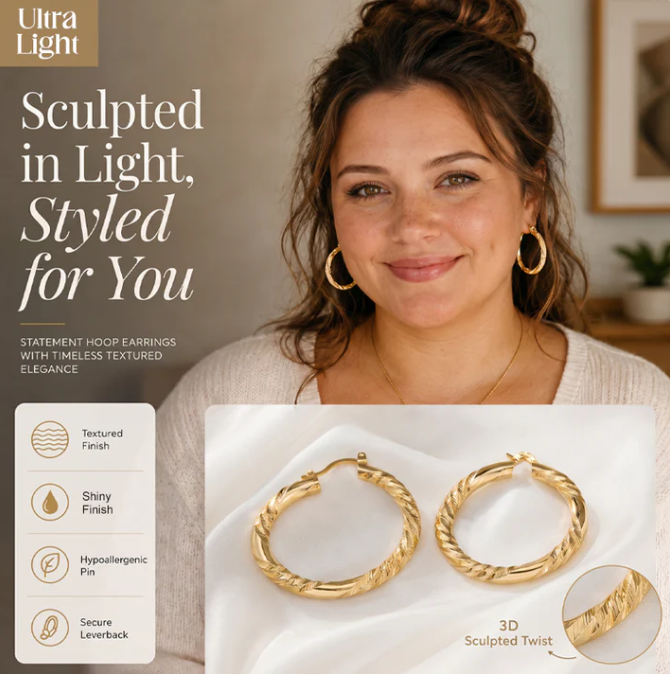 💫 LIMITED-TIME 30% OFF! 💥 Women's Elegant Twisted Hoop Earrings – Modern, Lightweight, Versatile ✨