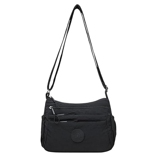 Solid Color Fashionable Multi Pocket Zipper Crossbody Bag