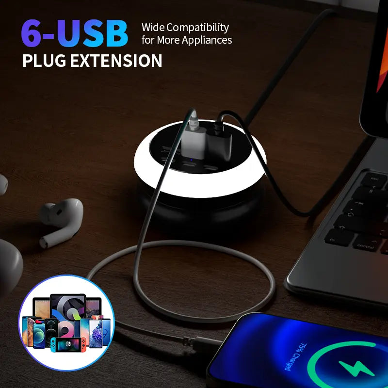 🔥Summer Hot Sales - Save 49% OFF🔋 Portable Power Strip with USB-C Charging & LED Lights ✨ – 6 USB Ports for Home 🏠, Office 💻 & Travel ✈️