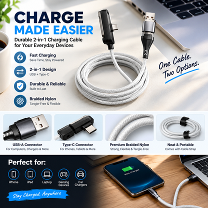 📱 2-in-1 Fast Charging Cable with Phone Stand – Charge & Watch Hands-Free ⚡