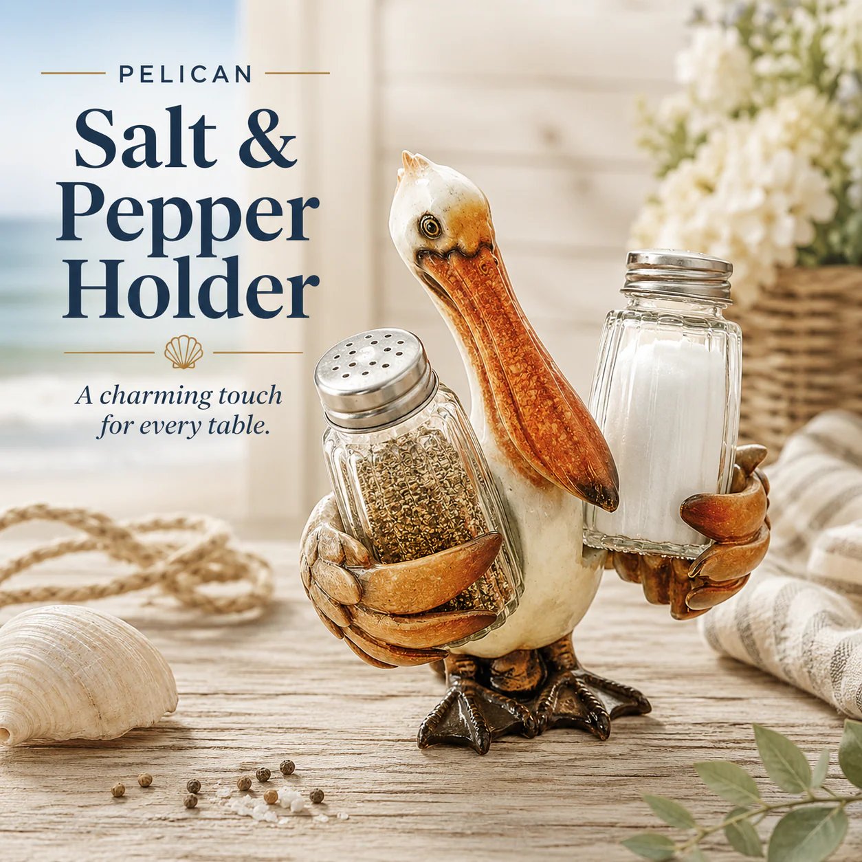 🤣Coastal Animal Salt & Pepper Shaker Holder Set
