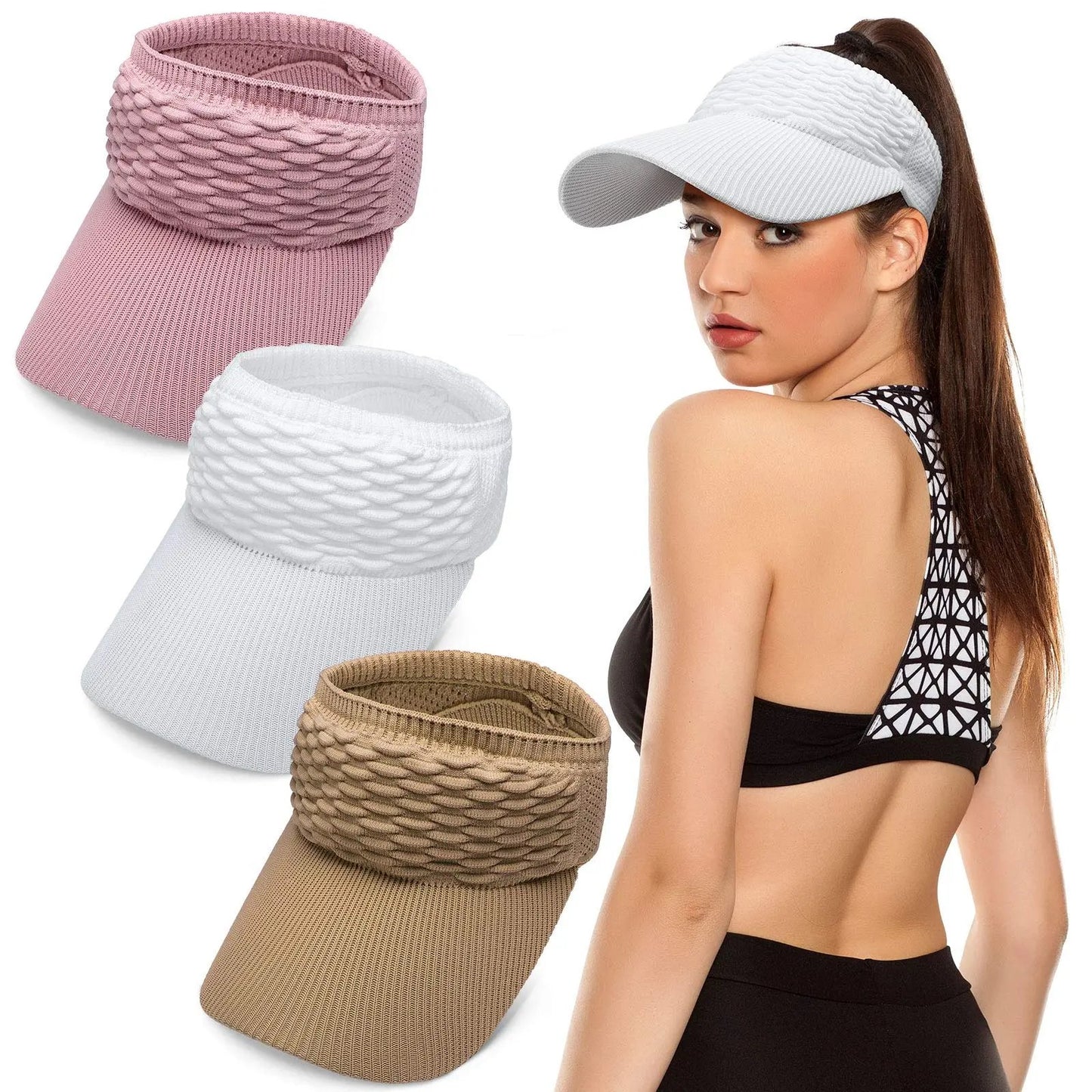 🔥2-Pack Women’s Open-Top Breathable UV-Protection High-Ponytail Sun Visor