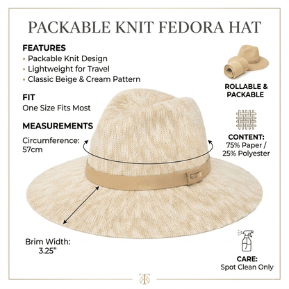 🔥Last Day 30% OFF - Packable Knit Fedora Hat