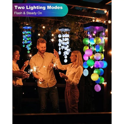 🌈 ✨ Solar-Powered Seashell Wind Chime Light