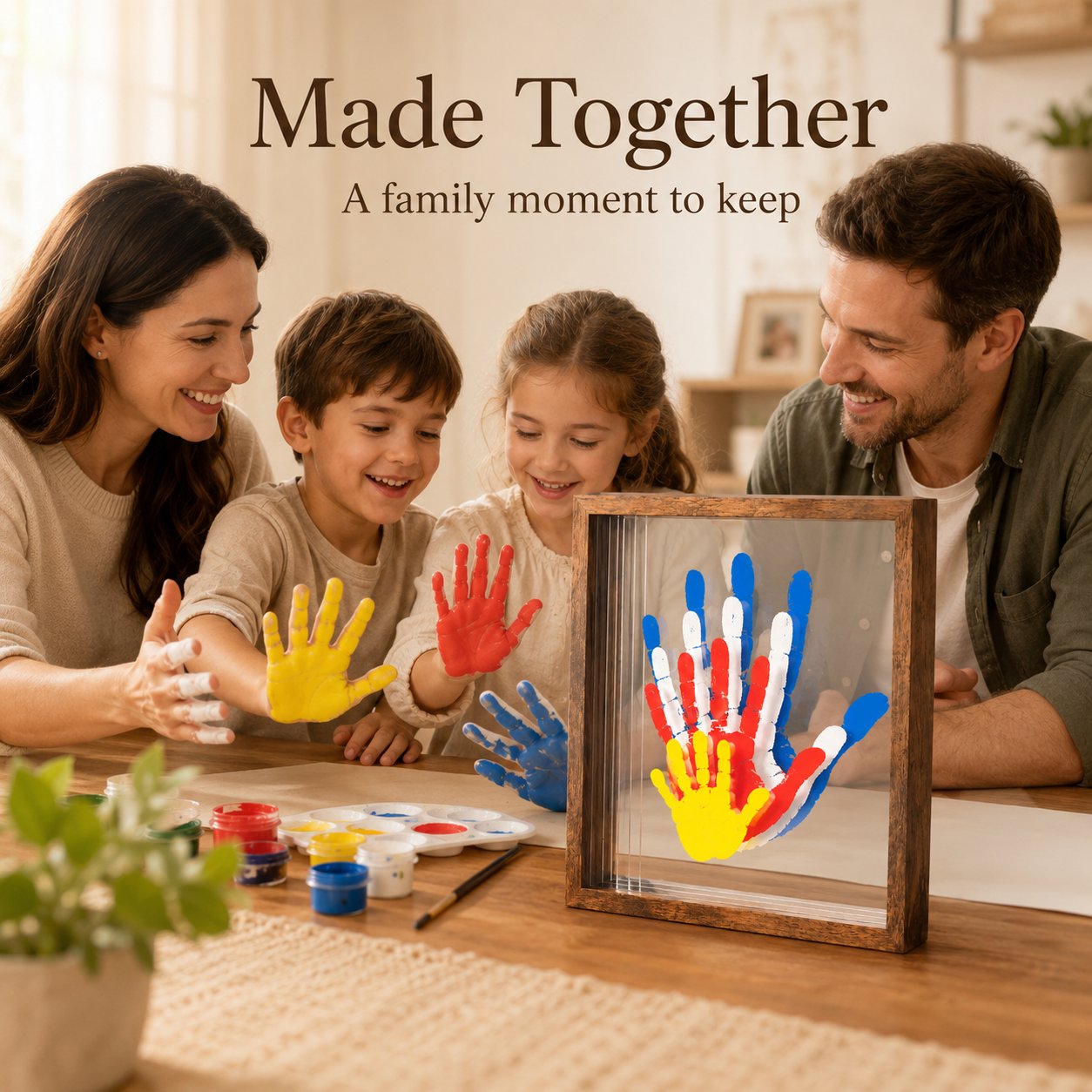 ❤️Wooden Transparent Handprint Frame Set, DIY Family Memorial Gift Kit