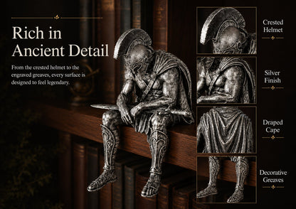 ⚔️ Ancient Greek Warrior Shelf Sitter – Unique Bookshelf Decor