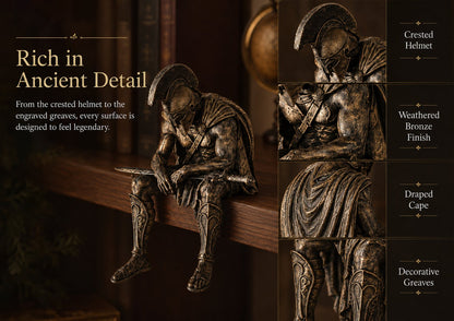 ⚔️ Ancient Greek Warrior Shelf Sitter – Unique Bookshelf Decor