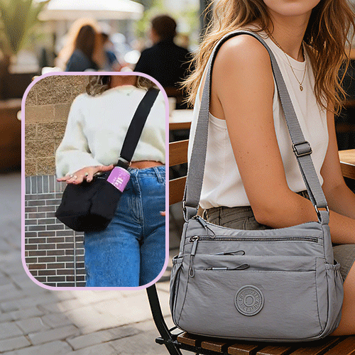 Solid Color Fashionable Multi Pocket Zipper Crossbody Bag