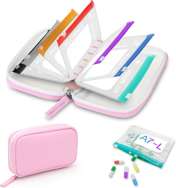 💊A8 Waterproof Pill Pouch Set – 7 to 14 Days of Meds & Vitamins💧Waterproof & Crush-Resistant Shell