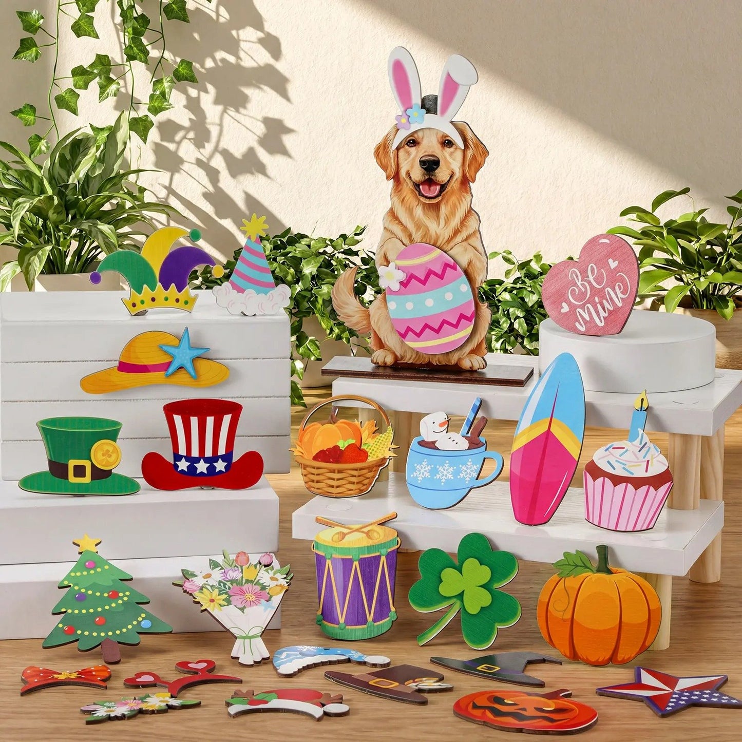 🔥Cute Cat/Dog/Golden Retriever Desk Standee – Removable Seasonal Decor