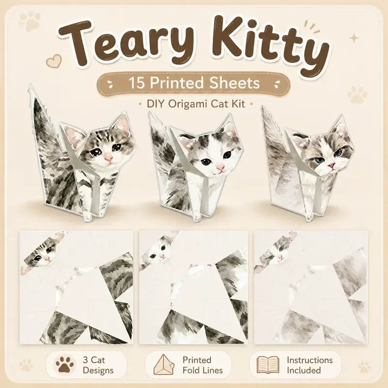 🐱 Kitty World 3D Cat Origami Kit – 15PCS / 60PCS Fold-Your-Own Cat Collection