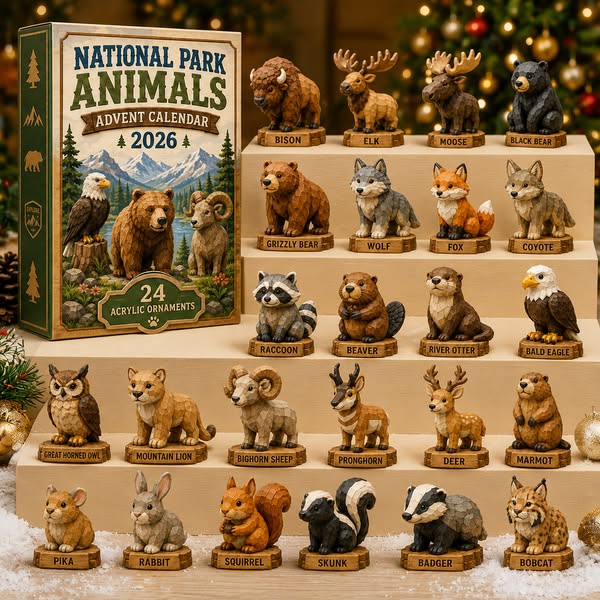 🐻National Park Adorable Animals Advent Calendar 2026 - 24-Day Festive Countdown, Acrylic Charms Blind Box - Gift For Family & Friends