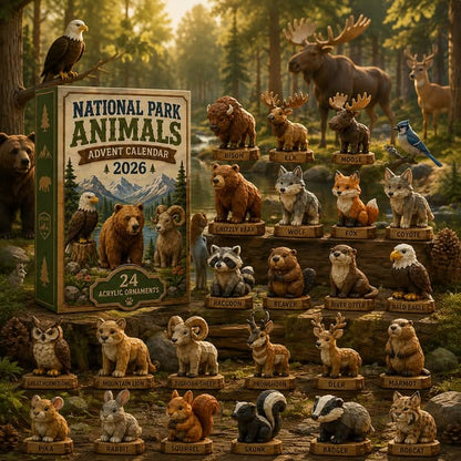 🐻National Park Adorable Animals Advent Calendar 2026 - 24-Day Festive Countdown, Acrylic Charms Blind Box - Gift For Family & Friends