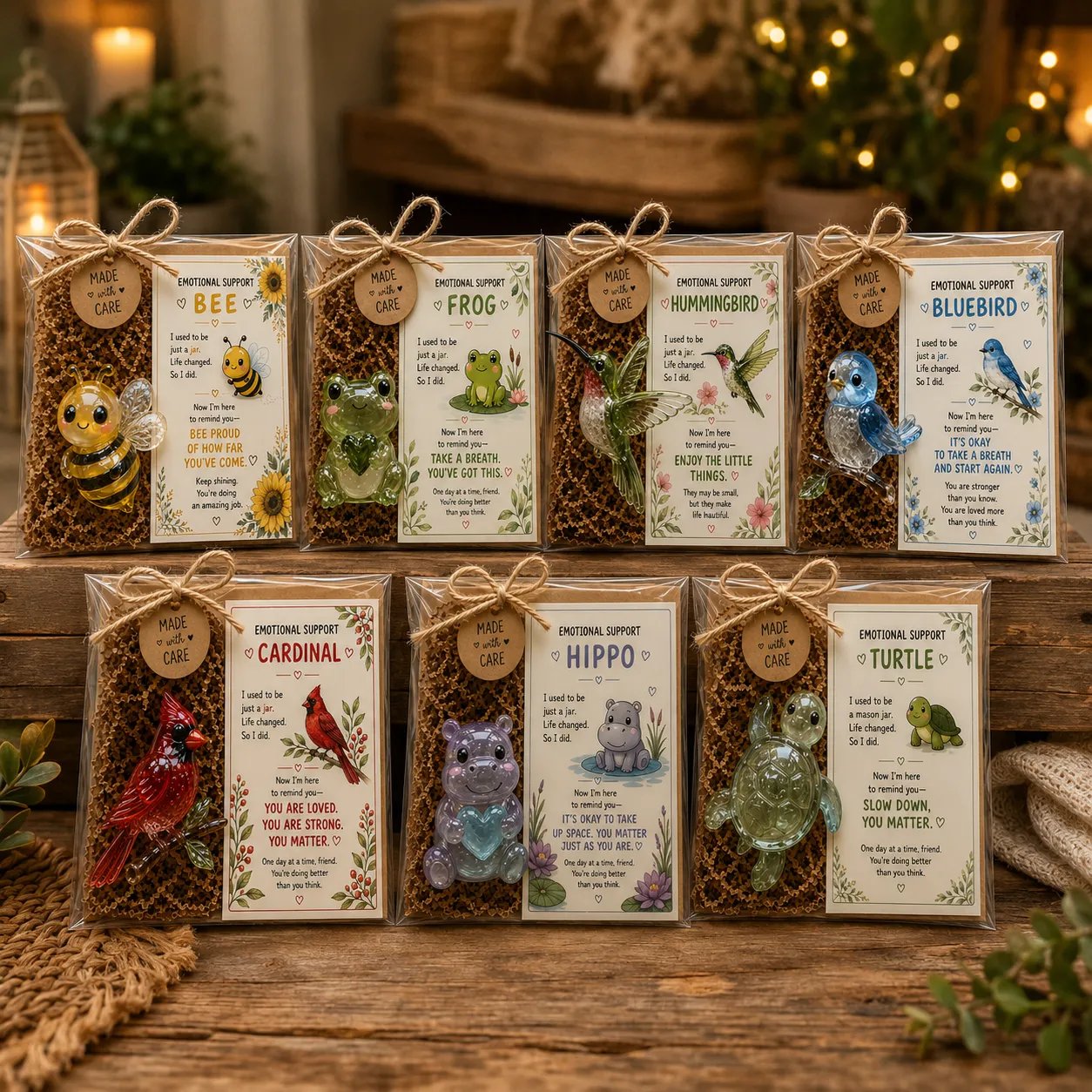 💌 Emotional Support Glass Animal Gift Set | 7 Meaningful Designs with Encouragement Card & Gift-Ready Packaging ✨