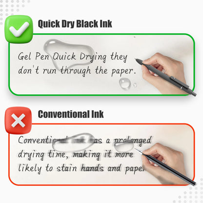 🔥Black Gel Pens, 6Pcs 0.5mm Gel Pens Fine Point, Quick Dry Retractable Gel Pen Set, Smooth Writing Pens for Office Work, Note Taking, Black Ink Pens for Men Women