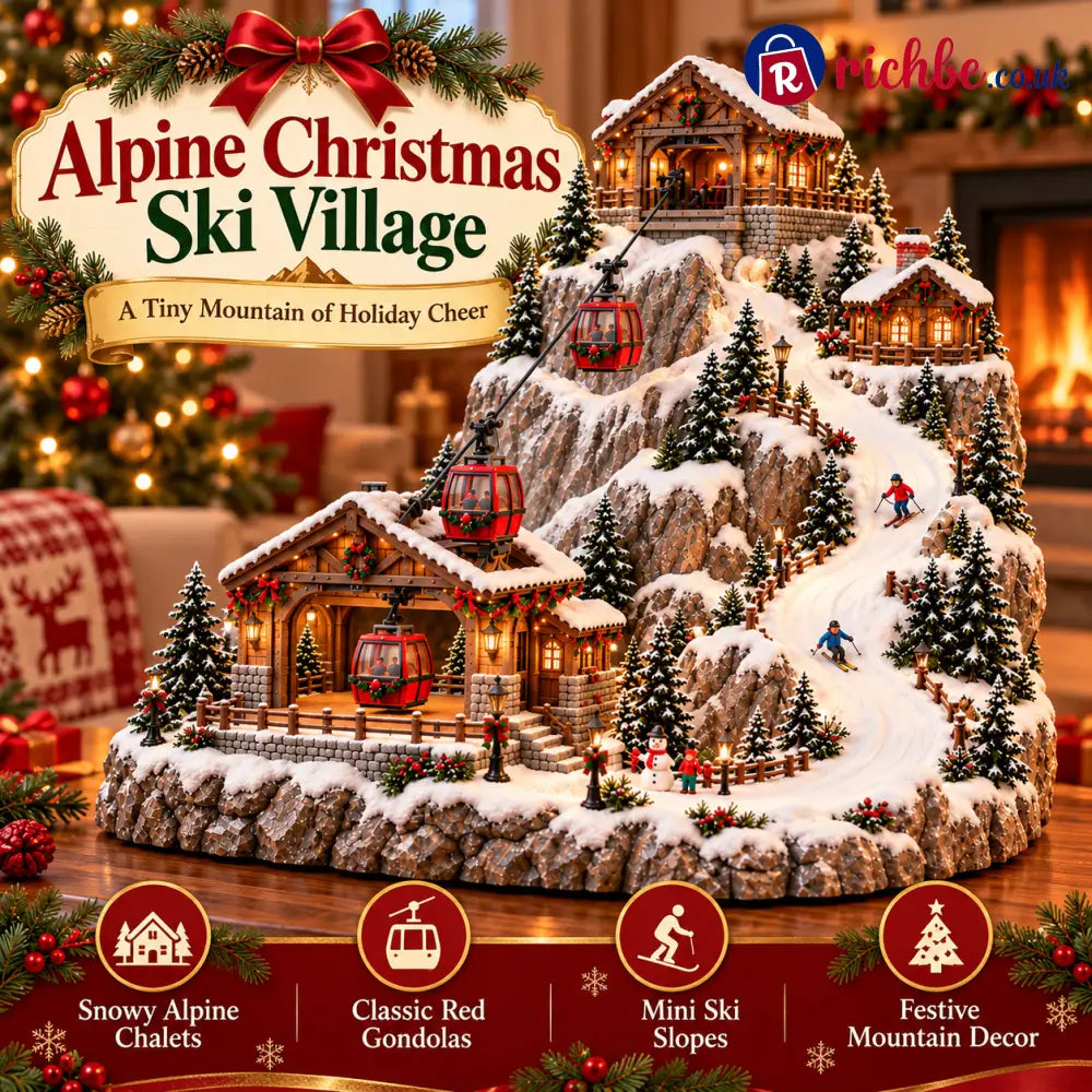 🏔️ Alpine Christmas Ski Village™ – Festive Mountain Holiday Display