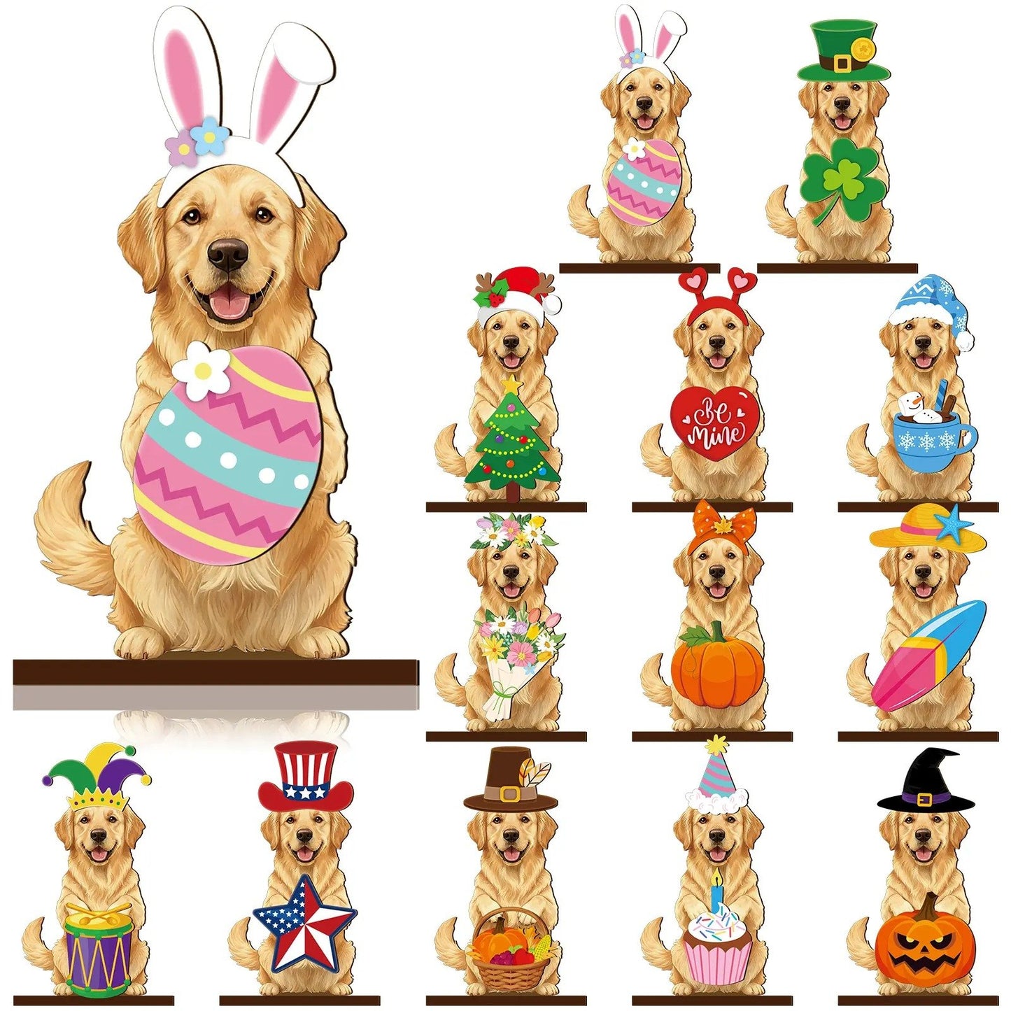 🔥Cute Cat/Dog/Golden Retriever Desk Standee – Removable Seasonal Decor