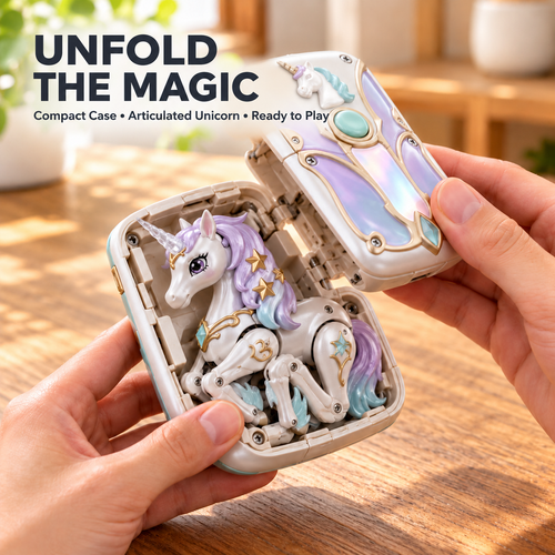 🦄 Moonlight Unicorn – 2-in-1 Foldable Fantasy Figure & Pocket Case