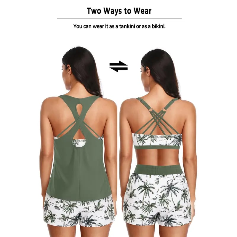 🏖️LAST DAY SALE 49% OFF 🔥Three Piece Tankini with Shorts🩱
