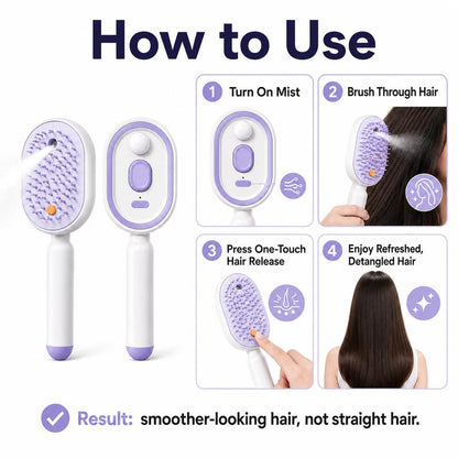💖Scalp Massager Comb💆‍♀️ – Self-Cleaning 🧼, Tangle-Free ✂️ & Frizz-Control Hair Brush with Soothing Mist Spray 💨✨ | Perfect for Dry, Brittle Hair 💧🌟