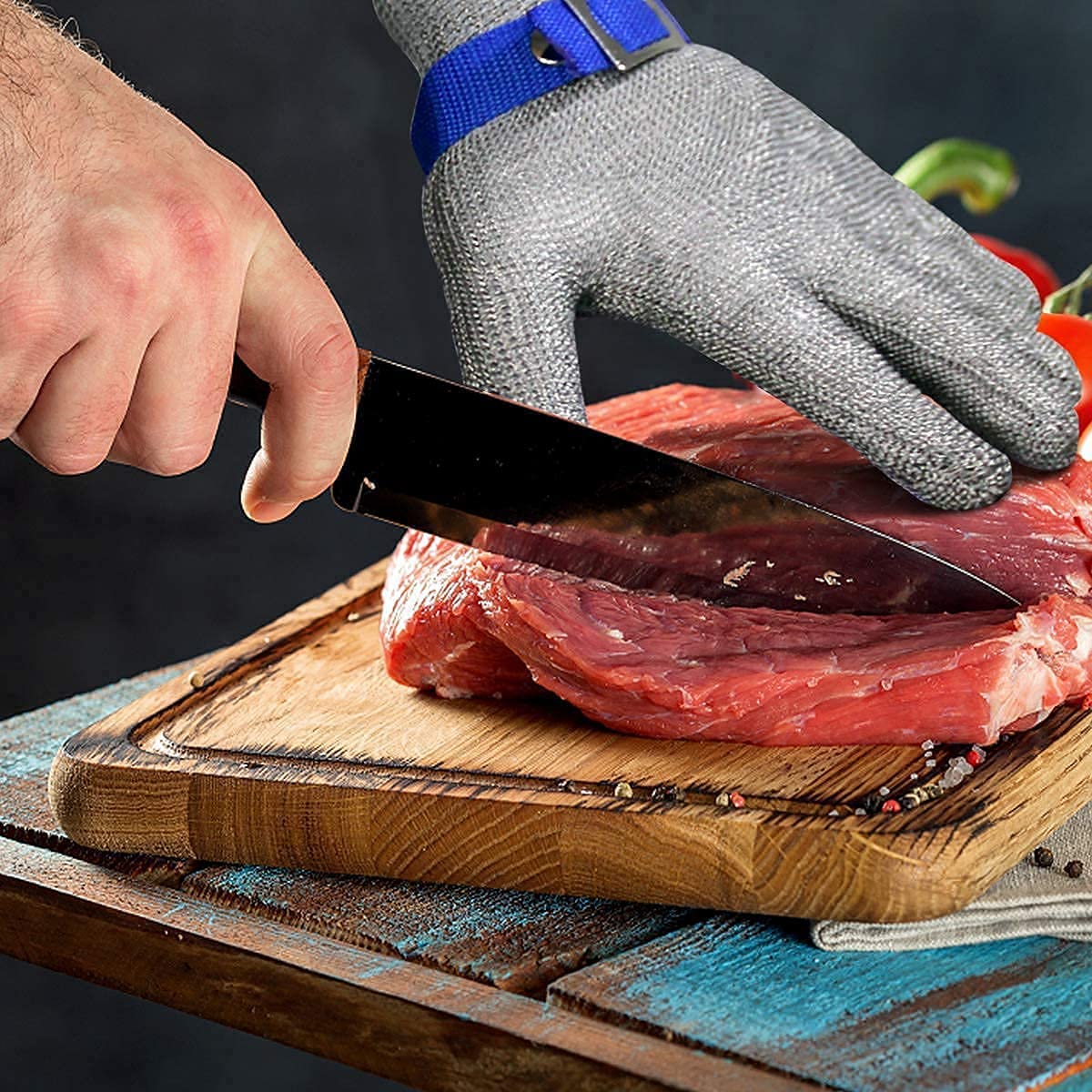 📢📢45% OFF !! ⏰Food Grade Metal Mesh Glove – Cut Resistant, ANSI A9, Easy Clean 🍖