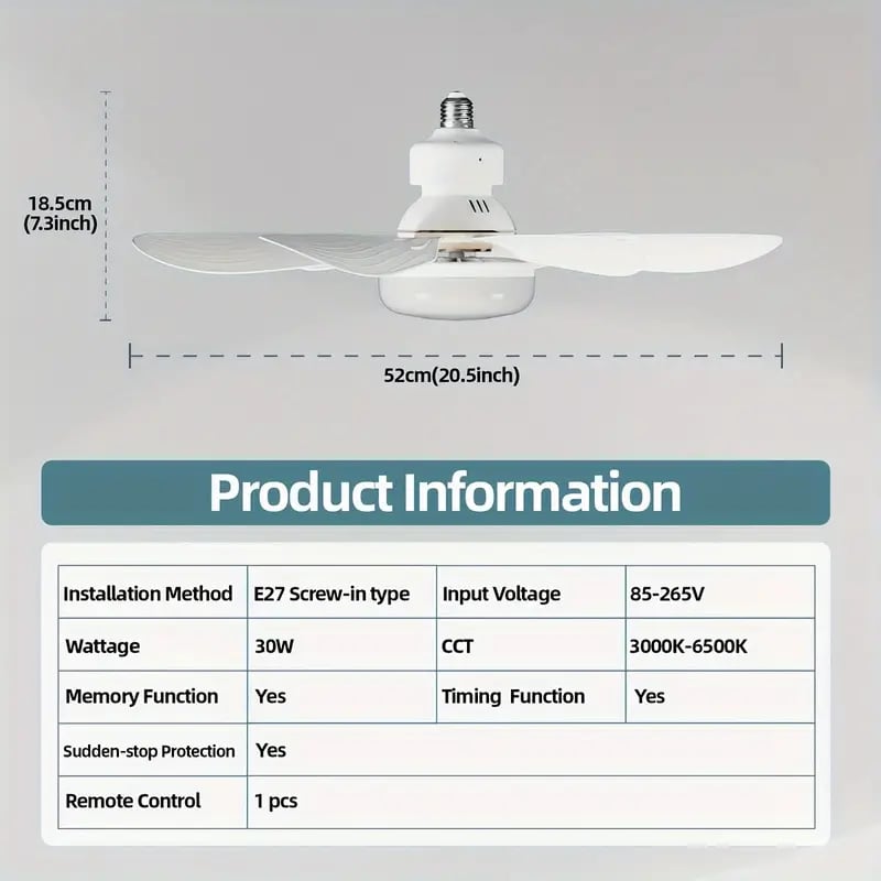 ⚡50K+ SOLD!🍃40W LED Ceiling Fan Light – 20.5” Ultra-Quiet 🎯  | For Bedroom 😴, Kitchen 👩‍🍳 & Garage 🛠️