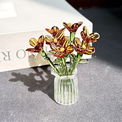 🌸Mini Glass Flower Ornament Crafts Artificial Flower Floral Figurine